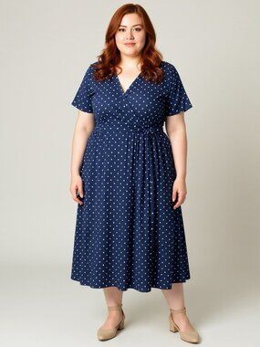 L.L. Bean | Dresses | Ll Bean Navy Blue Polka Dot Summer Jersey Knit Dress  Shortsleeve Womens X | Poshmark